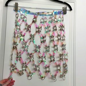 iHeartRaves Holographic PVC Chain Skirt